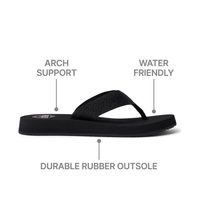 Reef Sandy Womens Beach Flip Flop, Soft Woven Strap Made From 100% Recycled PET, Black/Black, 6 - Image 5